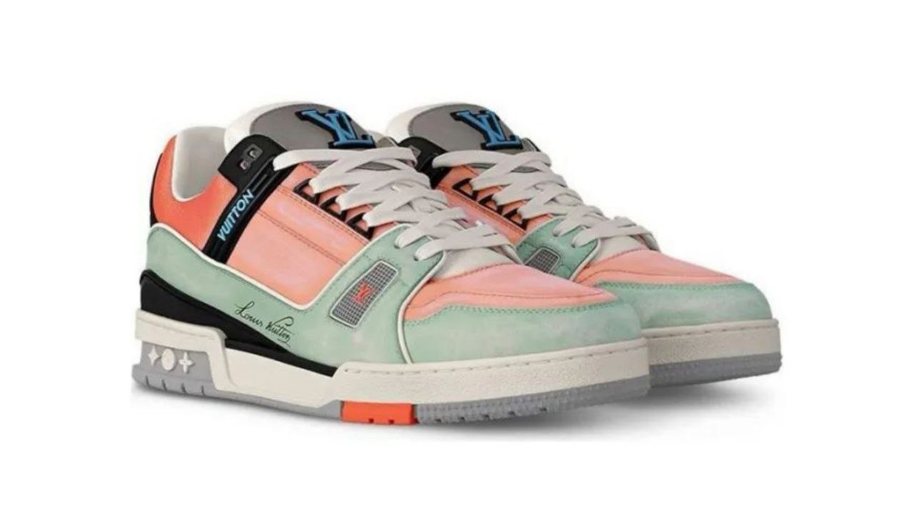 LOUIS VUITTON Trainer Low Top Skateboard Shoes 'Pink Green Black'