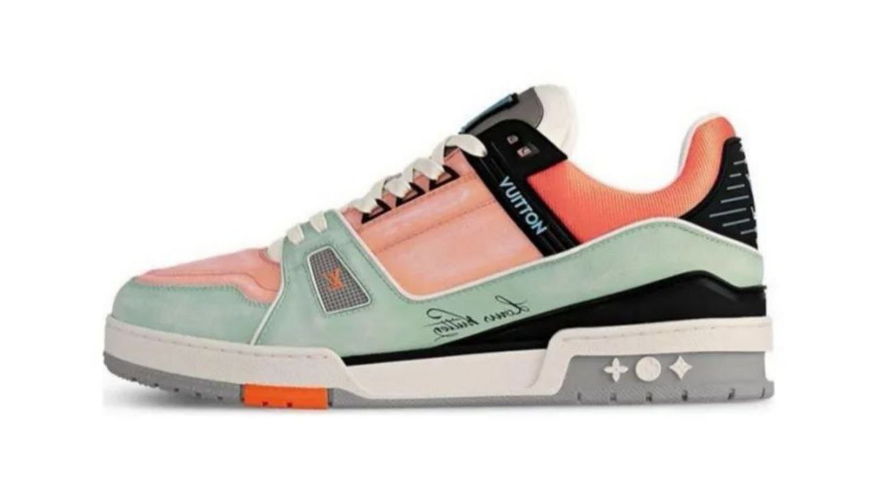 LOUIS VUITTON Trainer Low Top Skateboard Shoes 'Pink Green Black'
