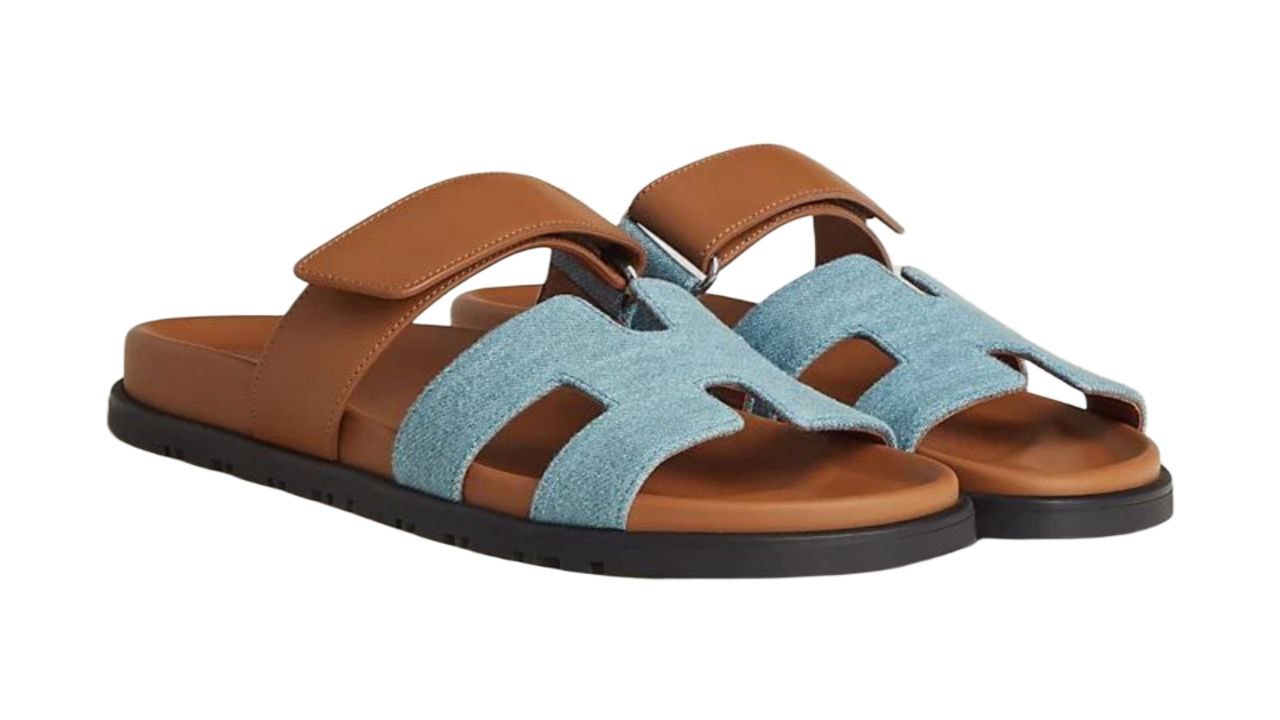 Hermès Chypre sandal 'bleu clair / naturel'