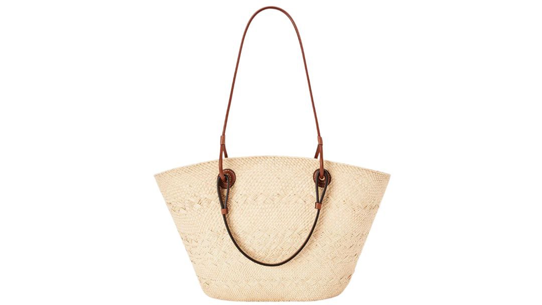 Medium Anagram Basket bag in iraca palm and calfskin