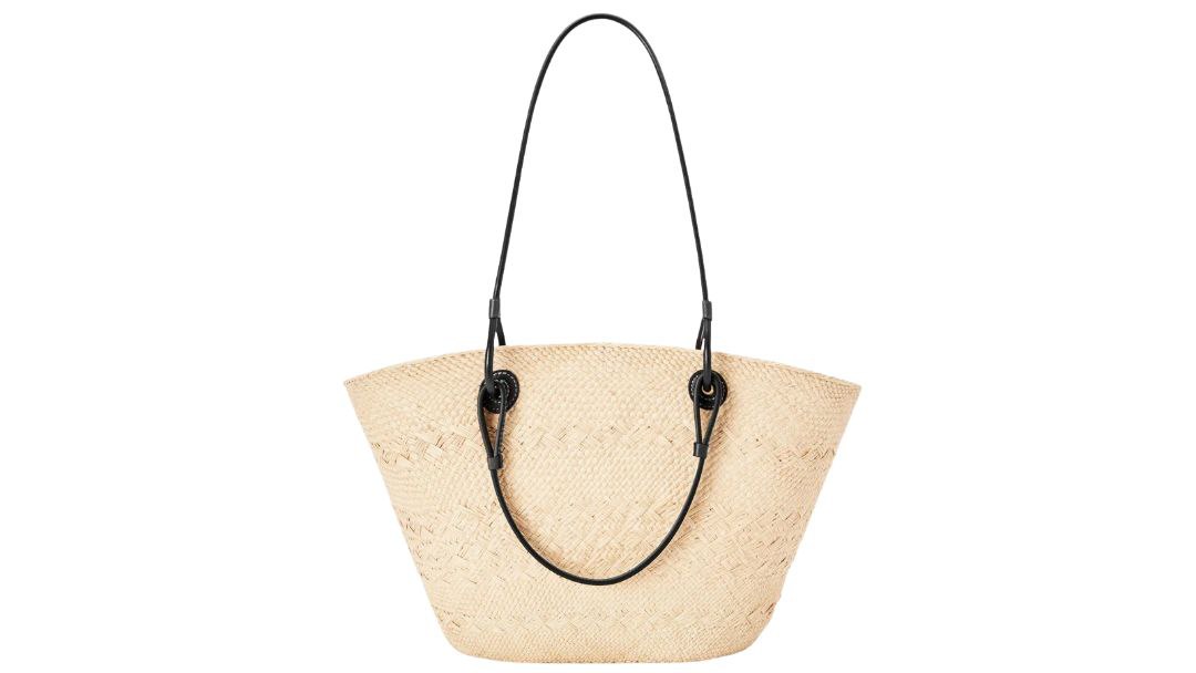 Medium Anagram Basket bag in iraca palm and calfskin