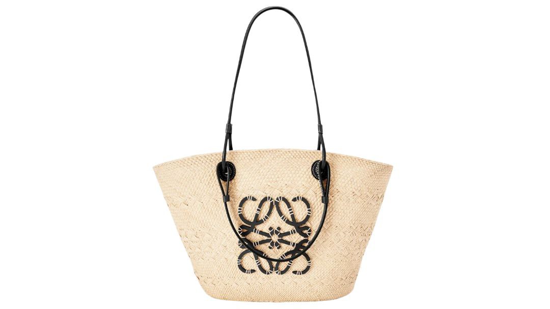Medium Anagram Basket bag in iraca palm and calfskin