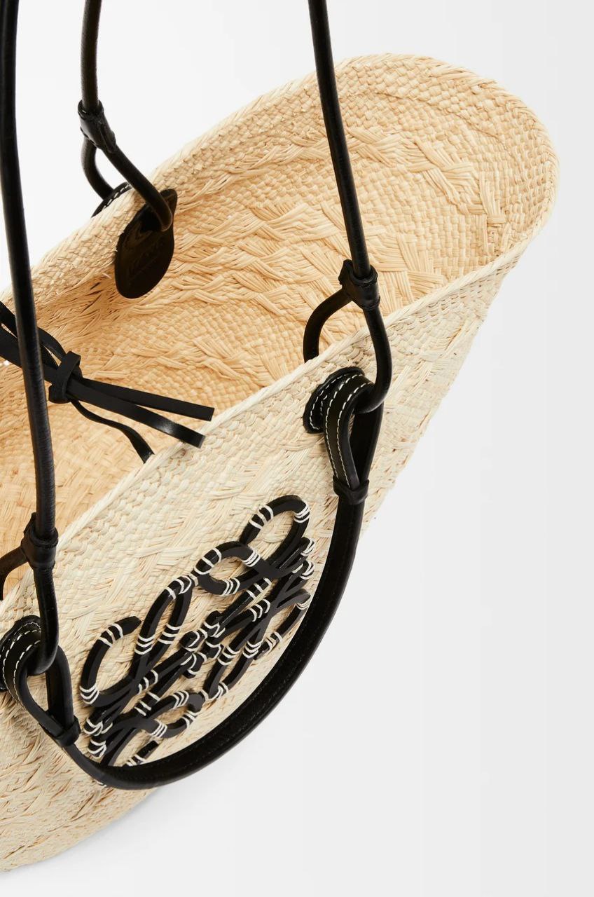 Medium Anagram Basket bag in iraca palm and calfskin