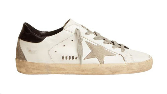 Golden Goose Super-star white black heel tab and metal stud lettering