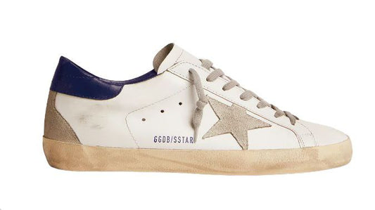 Golden Goose Super-star with suede star and blue heel tab