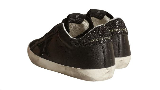 Golden Goose Super-star Black Glitter Heel