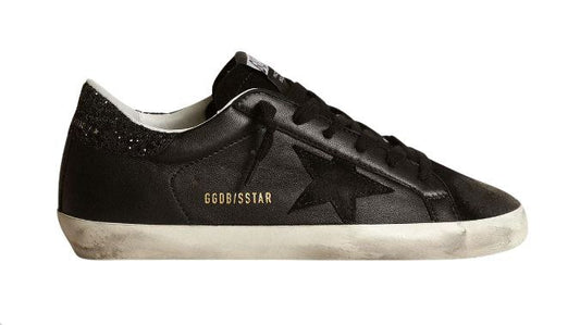 Golden Goose Super-star Black Glitter Heel