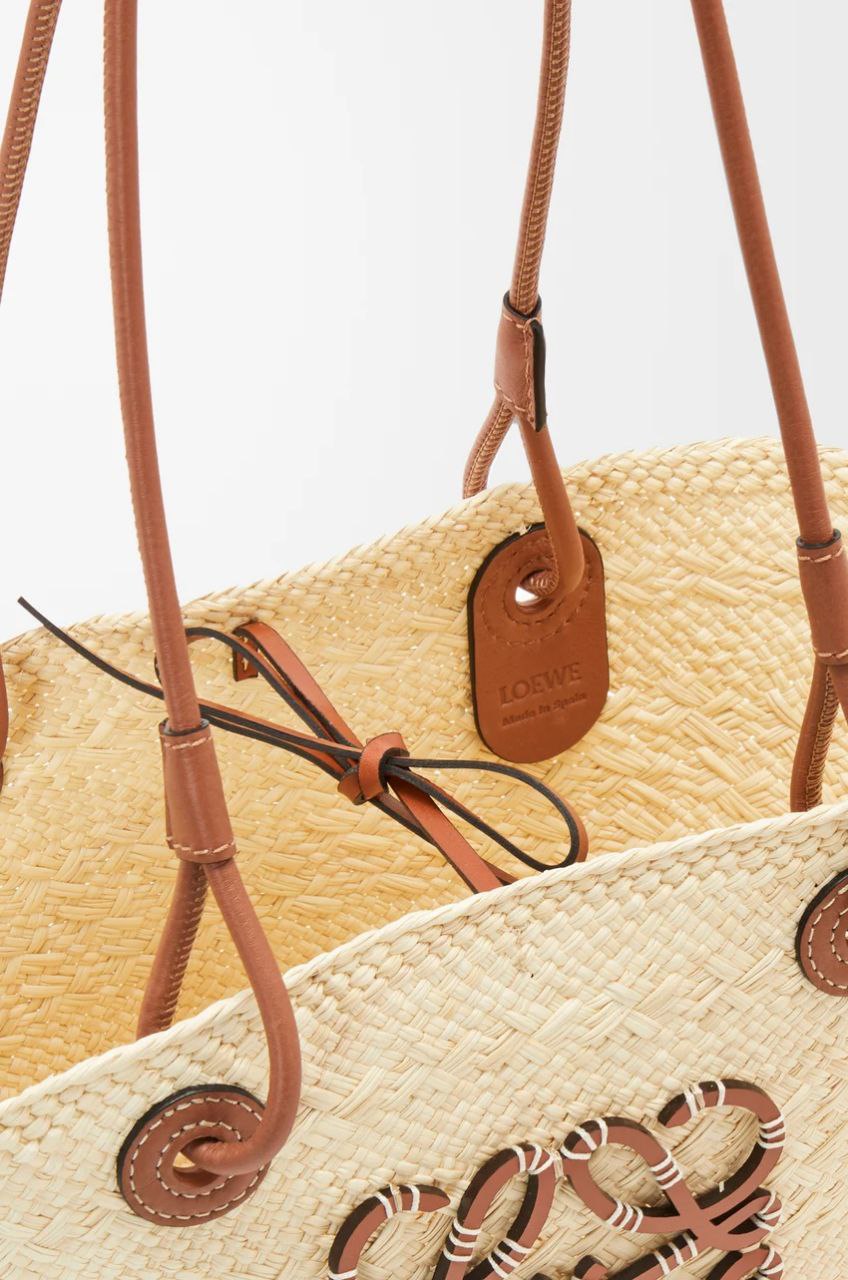 Medium Anagram Basket bag in iraca palm and calfskin