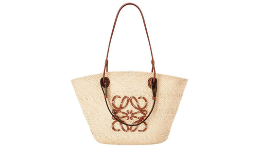 Medium Anagram Basket bag in iraca palm and calfskin