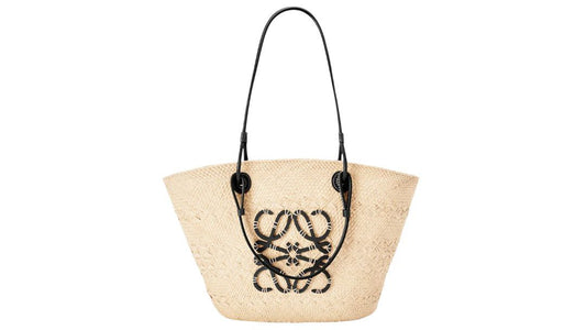 Medium Anagram Basket bag in iraca palm and calfskin