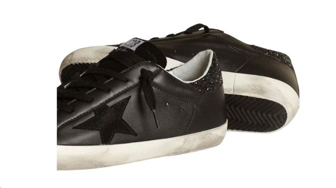 Golden Goose Super-star Black Glitter Heel