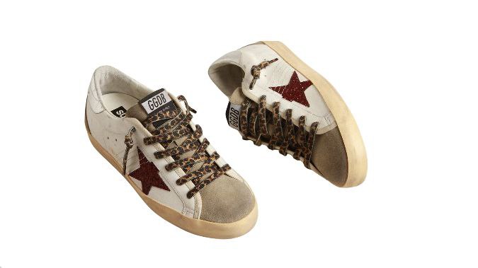 Golden Goose Super-star White burgunbdy glitter star