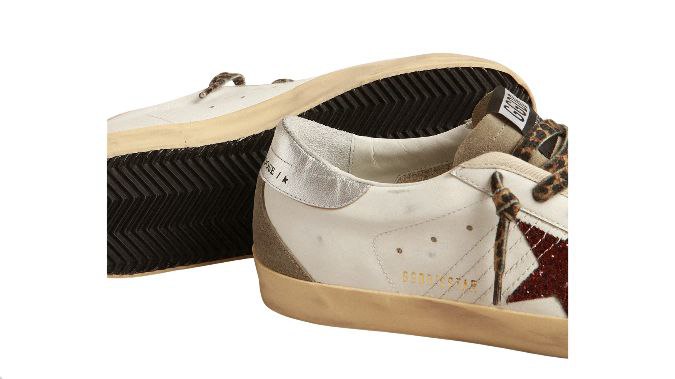 Golden Goose Super-star White burgunbdy glitter star
